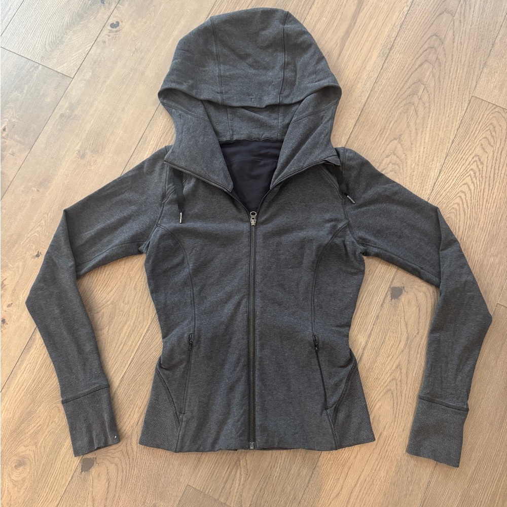 Lululemon Harmony Hoodie Womens Sz 6 Gray Thumb Hole French Terry Zip